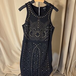 Nicole Miller Black and Gold Studded Dress